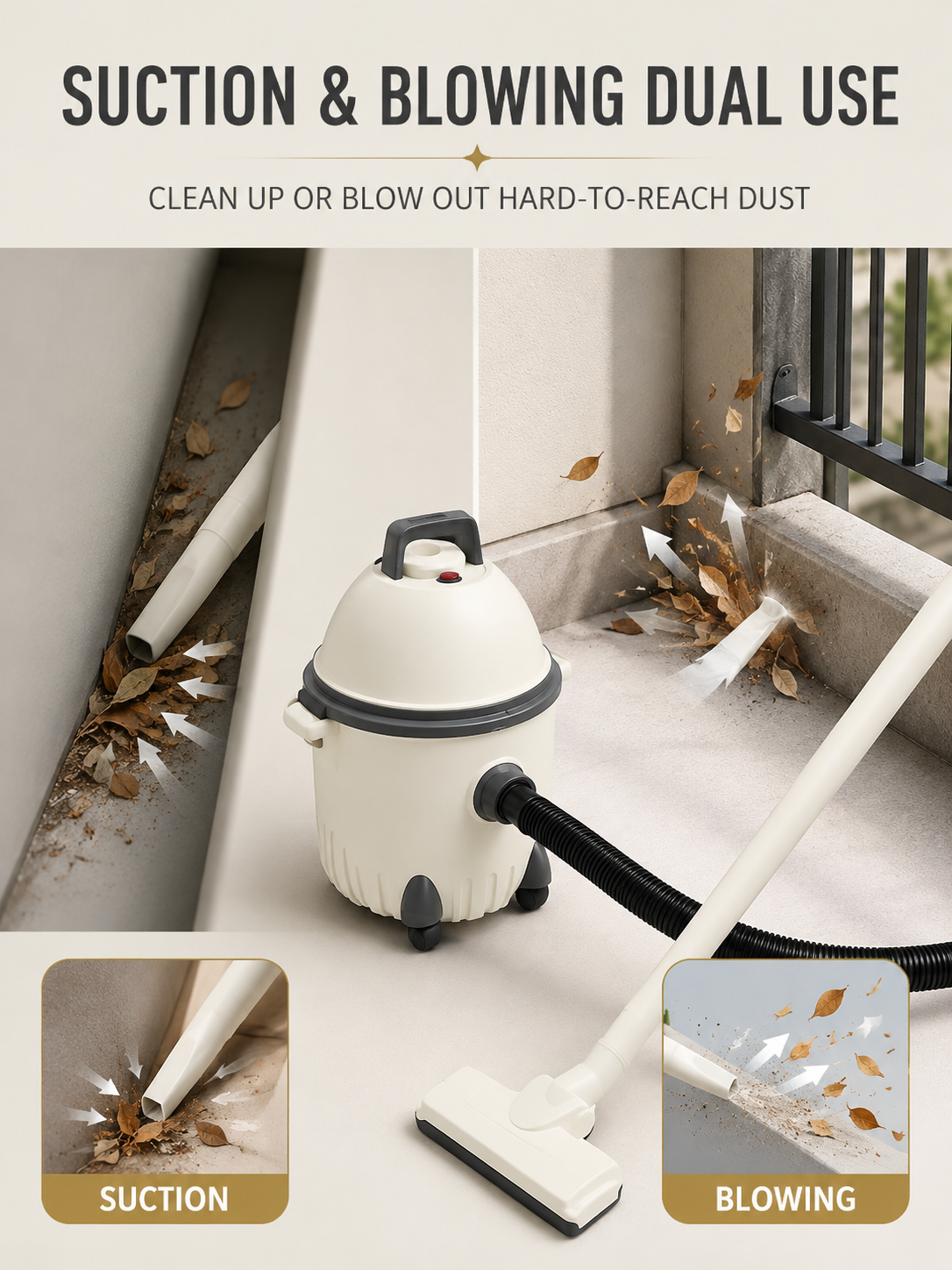Wet/Dry Canister Vacuum Cleaner – Suitable for Renovation and Outdoor Use (Blower & Vacuum Combo)