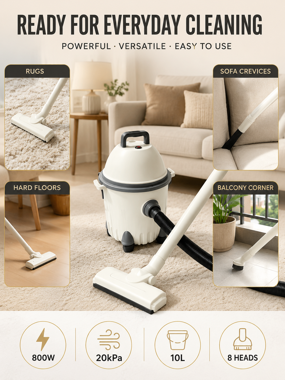 Wet/Dry Canister Vacuum Cleaner – Suitable for Renovation and Outdoor Use (Blower & Vacuum Combo)