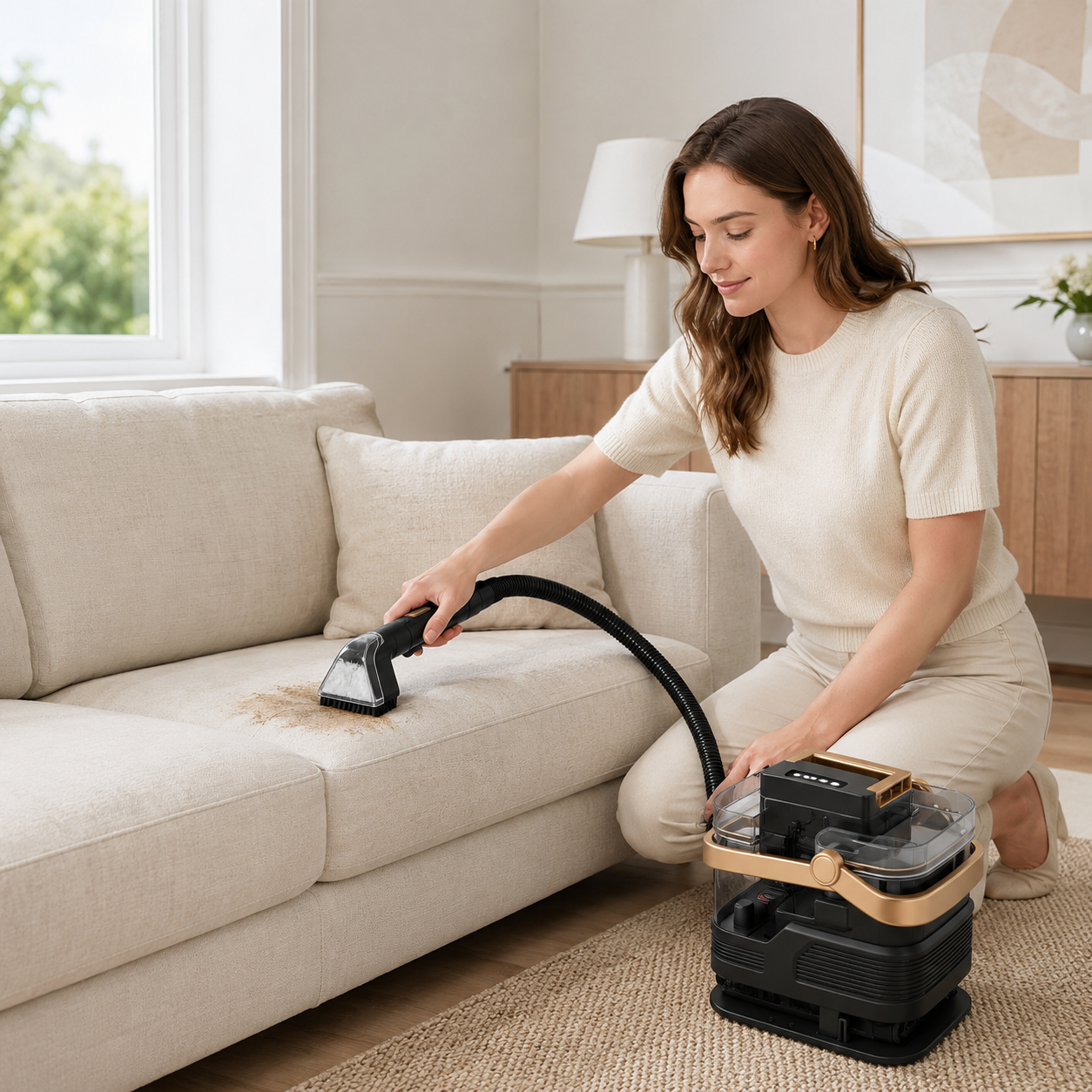 Carpet Spot Cleaner Machine with Heavy-Duty Bristles, 15KPa Strong Suction, and 450W Power – Ideal for Sofas, Cushions, and Curtains (US Plug, 110V, 54W Cooling, 42W Heating)