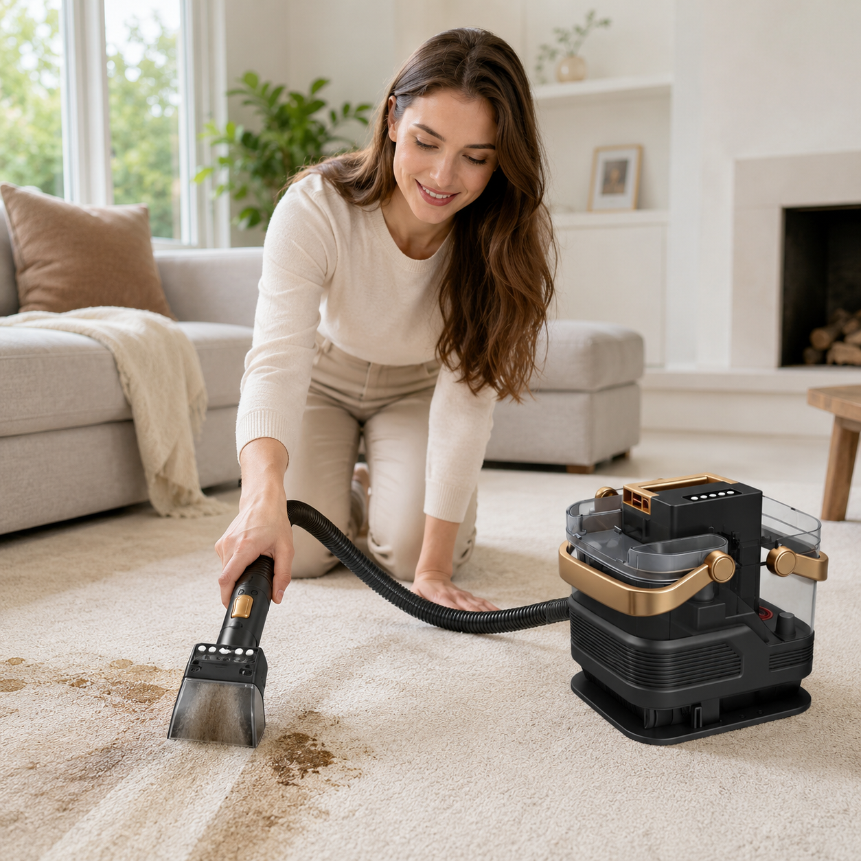 Carpet Spot Cleaner Machine with Heavy-Duty Bristles, 15KPa Strong Suction, and 450W Power – Ideal for Sofas, Cushions, and Curtains (US Plug, 110V, 54W Cooling, 42W Heating)